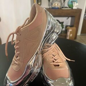Pink and Silver Chunky Sole Sneakers